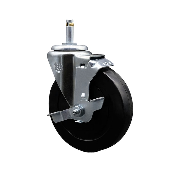 5'' Soft Rubber Wheel Swivel 7/16'' Grip Ring Stem Caster with Brake